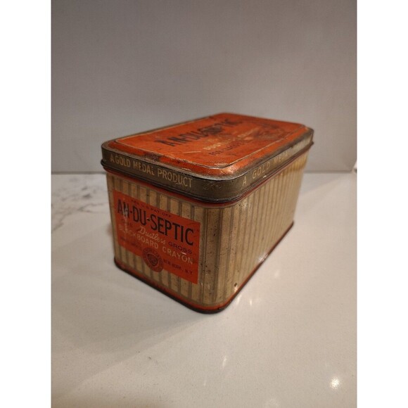 Vintage An-Du-Septic Dustless Blackboard Crayon Tin Gold Medal Product - Picture 3 of 16